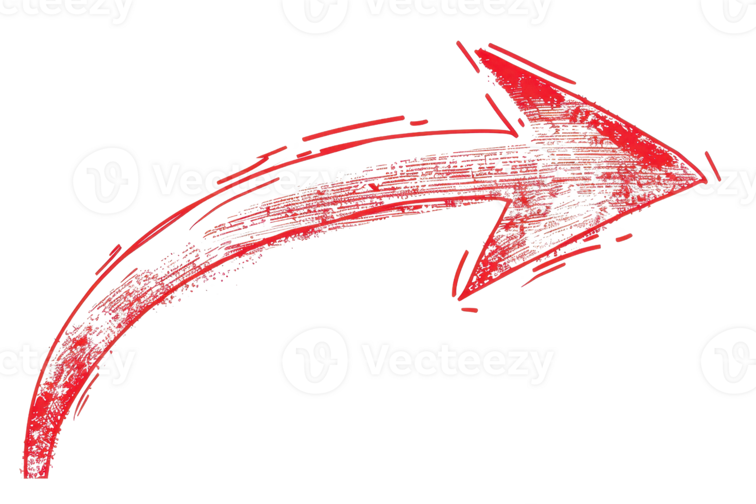 Red hand-drawn arrow pointing right on a transparent background, perfect for web or graphic design projects, presentations, and educational materials. png
