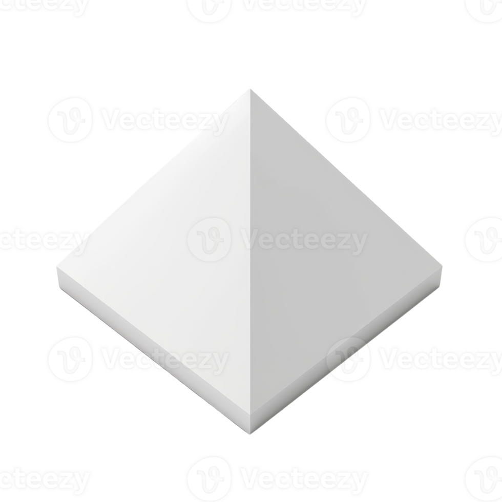 3D render of a white geometric pyramid shape, perfect for design, architecture, and art projects needing a minimalist touch. png