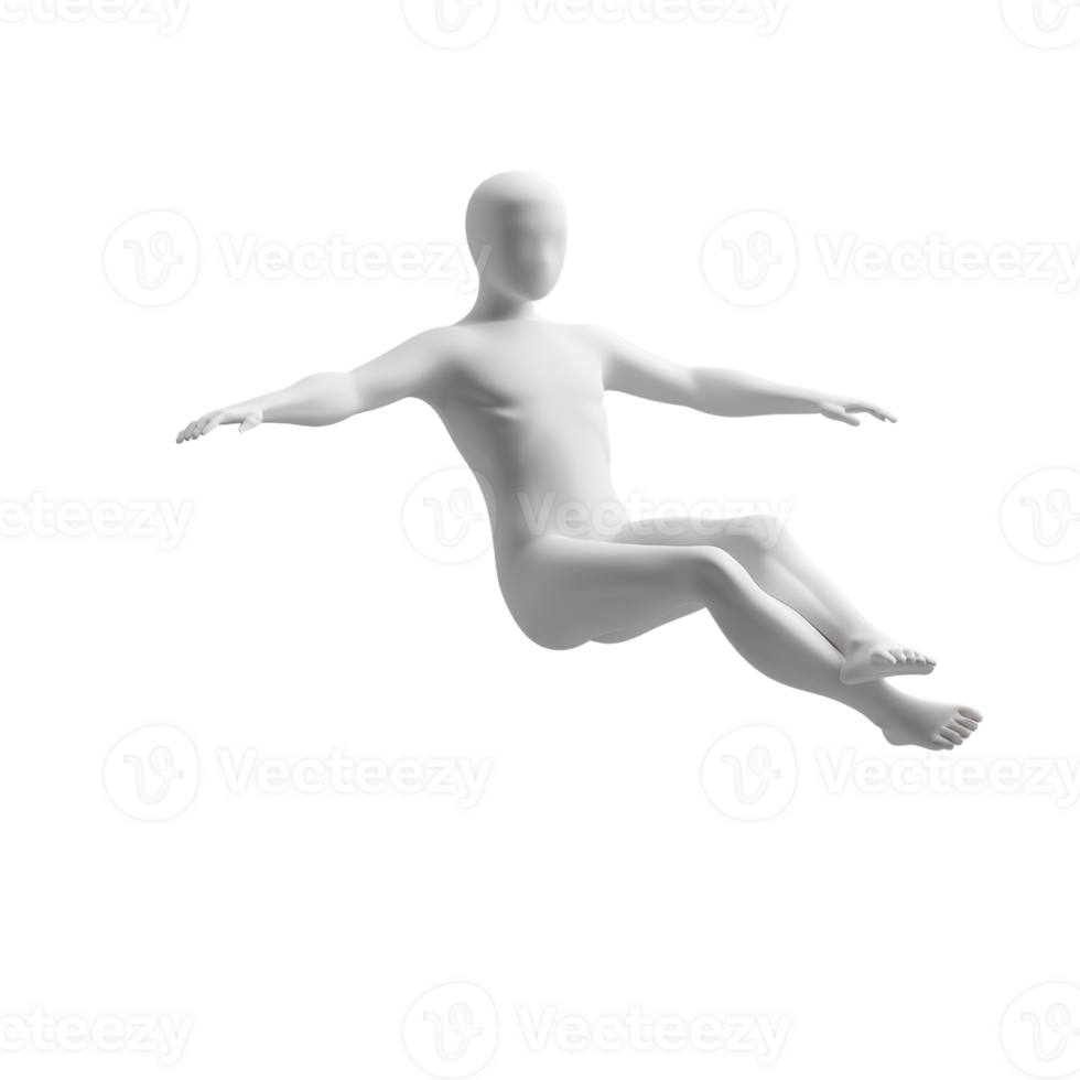 3D rendering of a white mannequin in a reclining pose, representing modern and abstract concepts. Ideal for artistic and commercial use. png