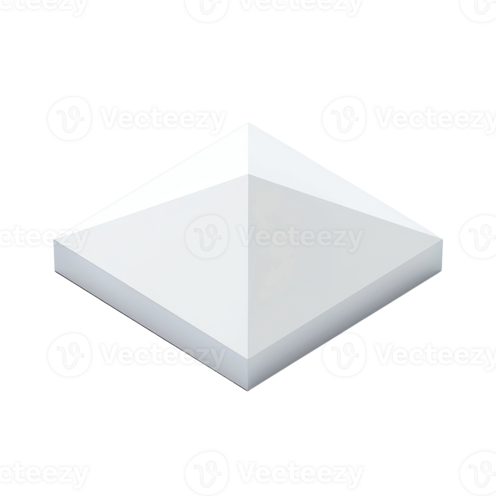 A high-quality 3D illustration of a sleek, geometric pyramid-shaped object with a smooth and reflective surface. png