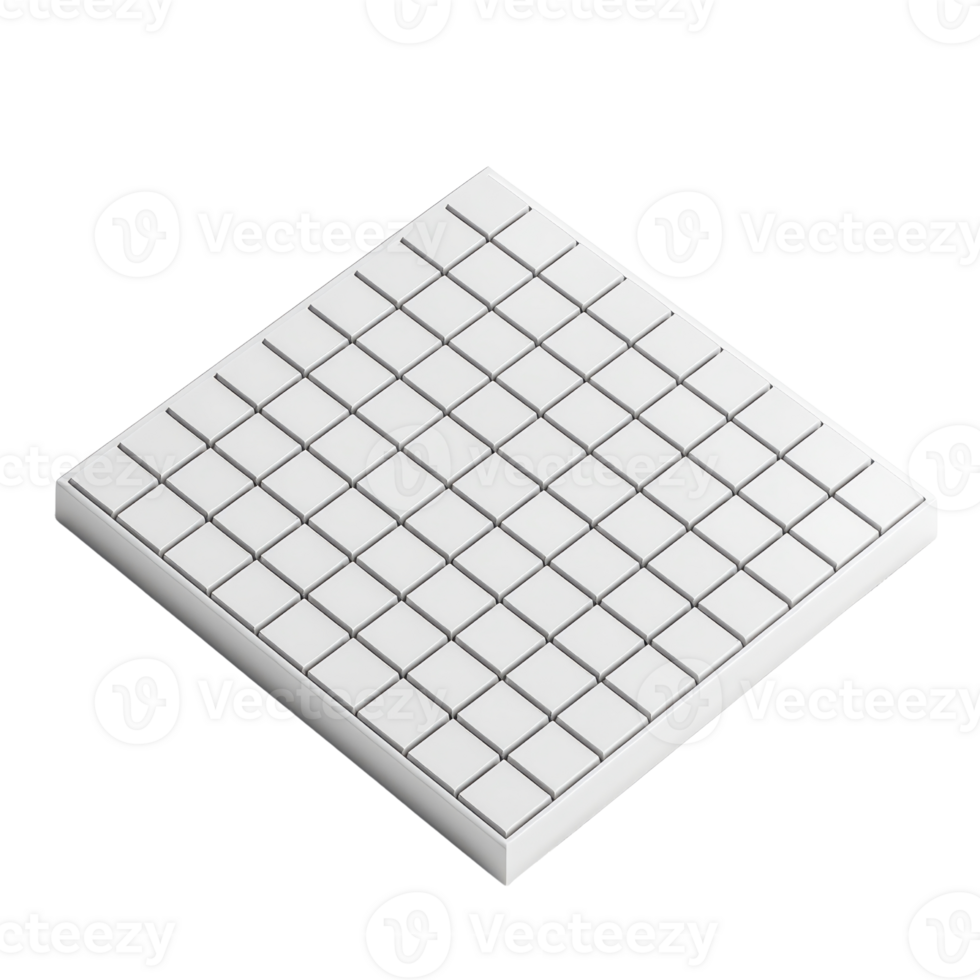 White ceramic floor tile with a grid pattern. Modern square texture suitable for interior design, architecture, and construction projects. png