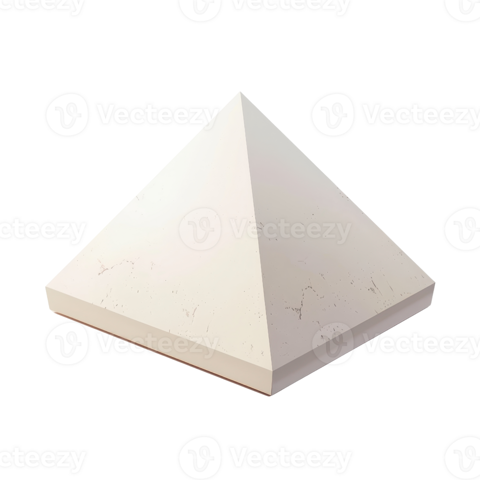3D rendering of a white pyramid, isolated on a transparent background, representing geometry, architecture, and minimalistic design. png