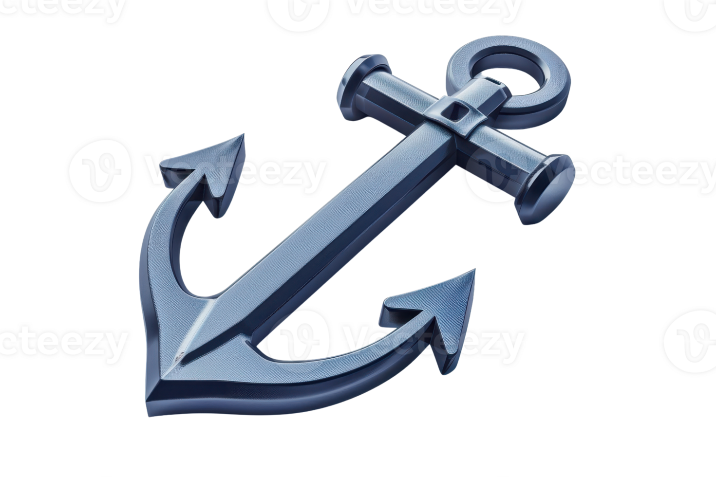 High-resolution image of a metallic anchor isolated against a transparent background. Ideal for nautical, maritime, and sea-themed projects. png