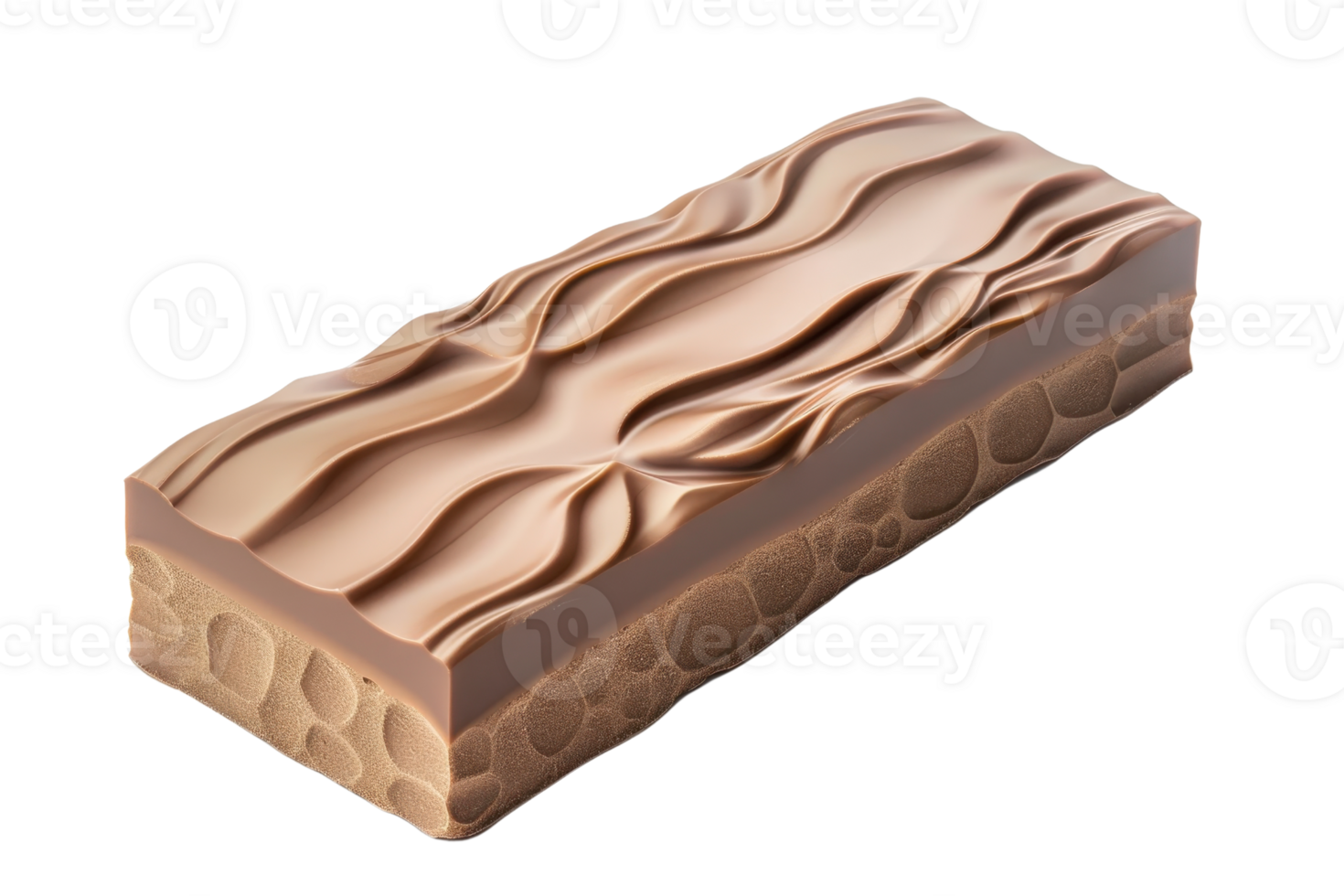 Close-up of a textured chocolate bar with unique patterns and a mix of smooth and aerated texture, perfect for those with a sweet tooth. png