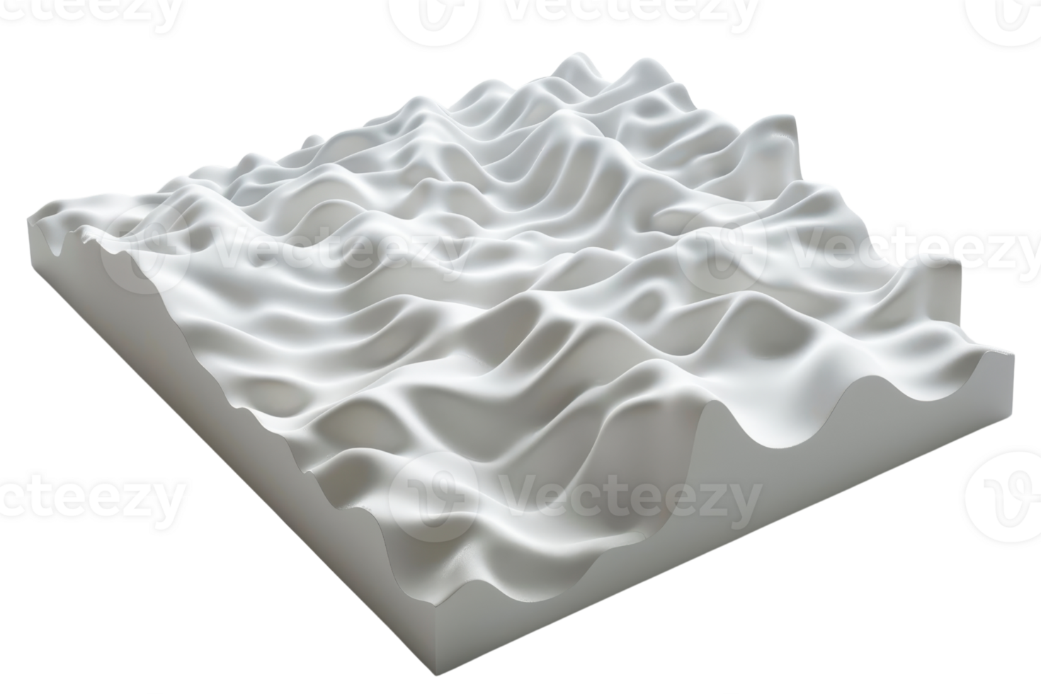 Abstract 3D landscape sculpture with wavy surface. Modern geometric art piece with dynamic texture and fluid design. png