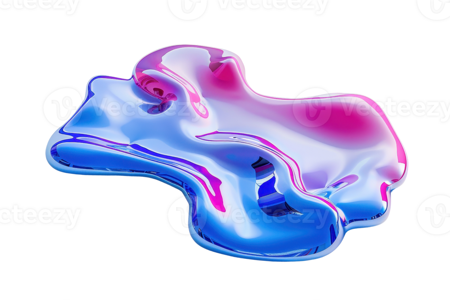 Abstract 3D holographic shape with pink and blue hues, representing fluidity and modern digital art, perfect for contemporary design projects. png