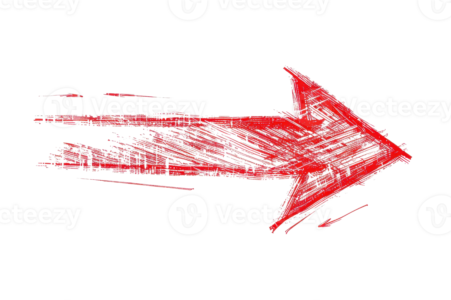 Digital illustration of a red arrow sketch with dynamic strokes. Perfect for graphic design, navigation, or direction-related projects. png