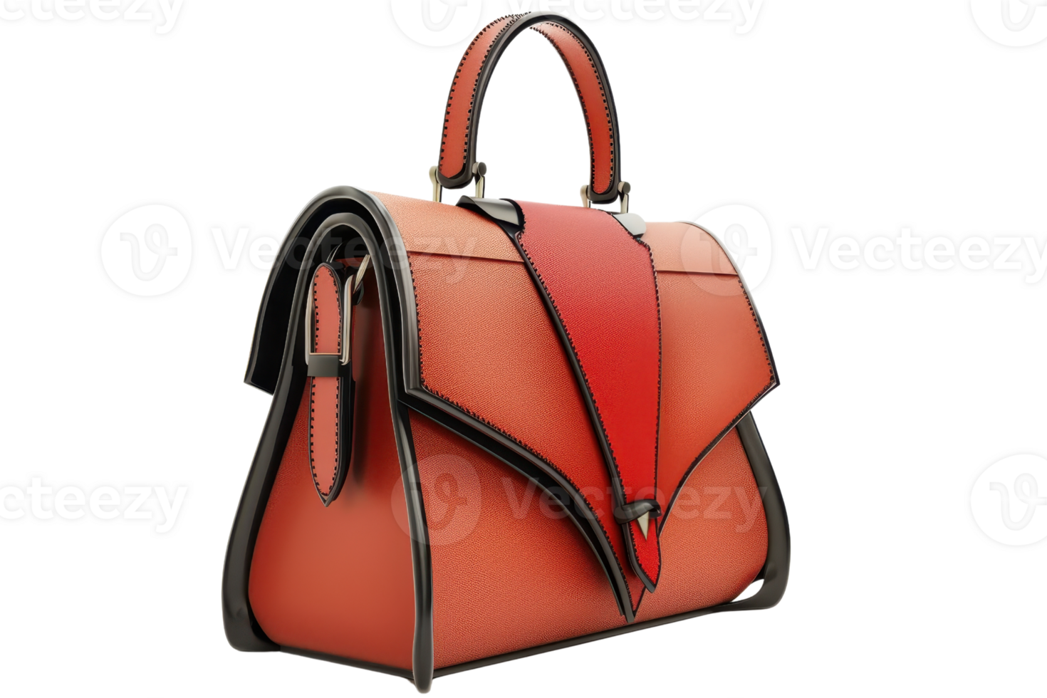 Elegant red leather handbag with unique design, suitable for stylish fashion enthusiasts and modern elegance lovers. png