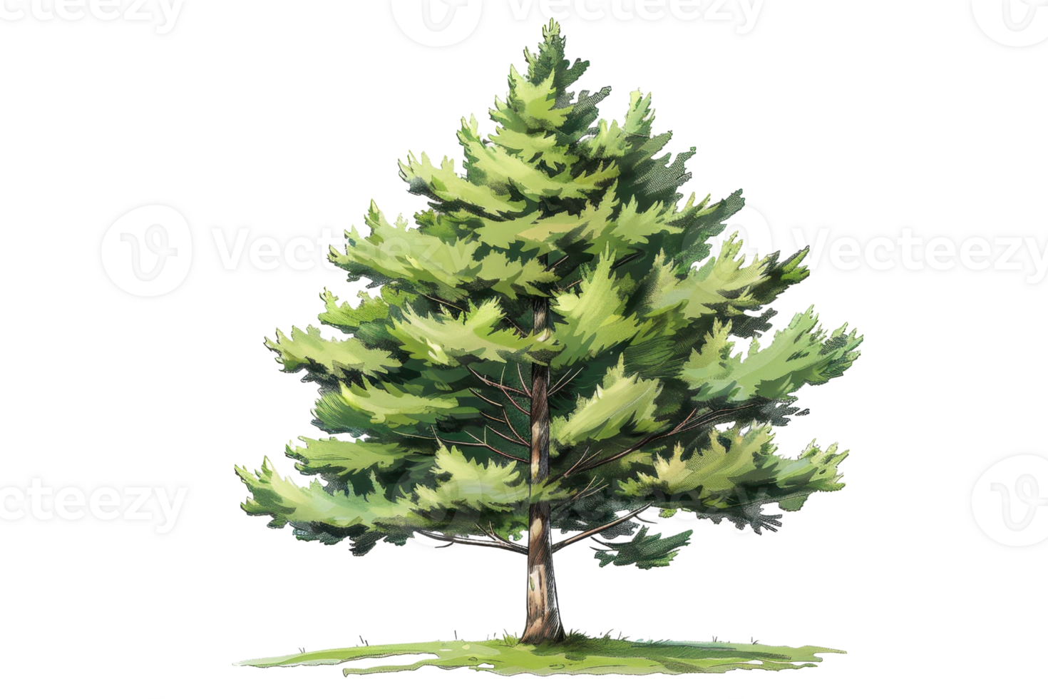 Illustration of a lush green tree standing tall, perfect for nature, environmental, and outdoor-themed projects and designs. png