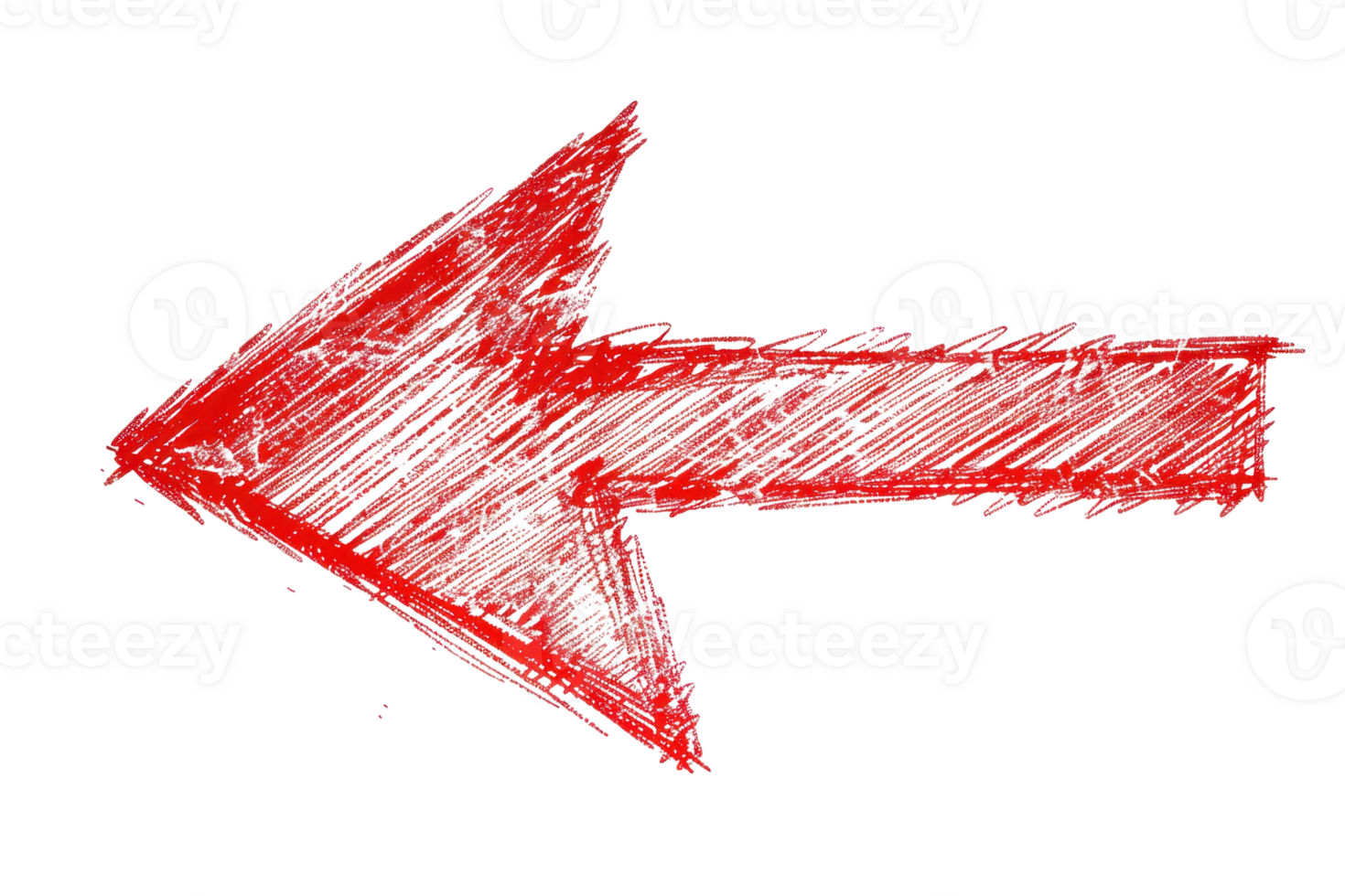 Hand-drawn red arrow pointing left on a transparent background. ideal for presentations, educational materials, and design projects. png