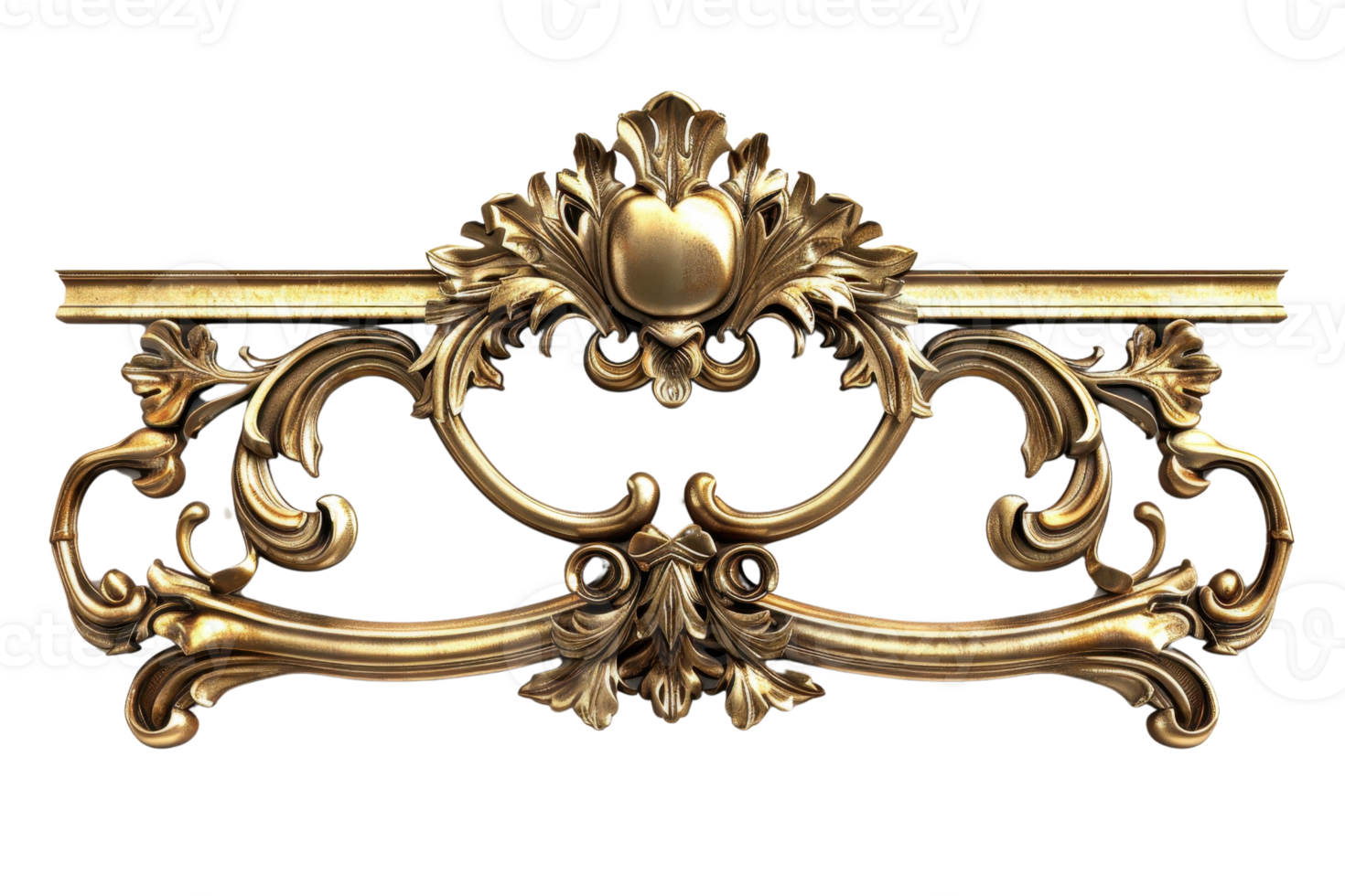 Ornate gold scroll accent with intricate detailing, perfect for decorative projects, design pieces, and artistic embellishments. png