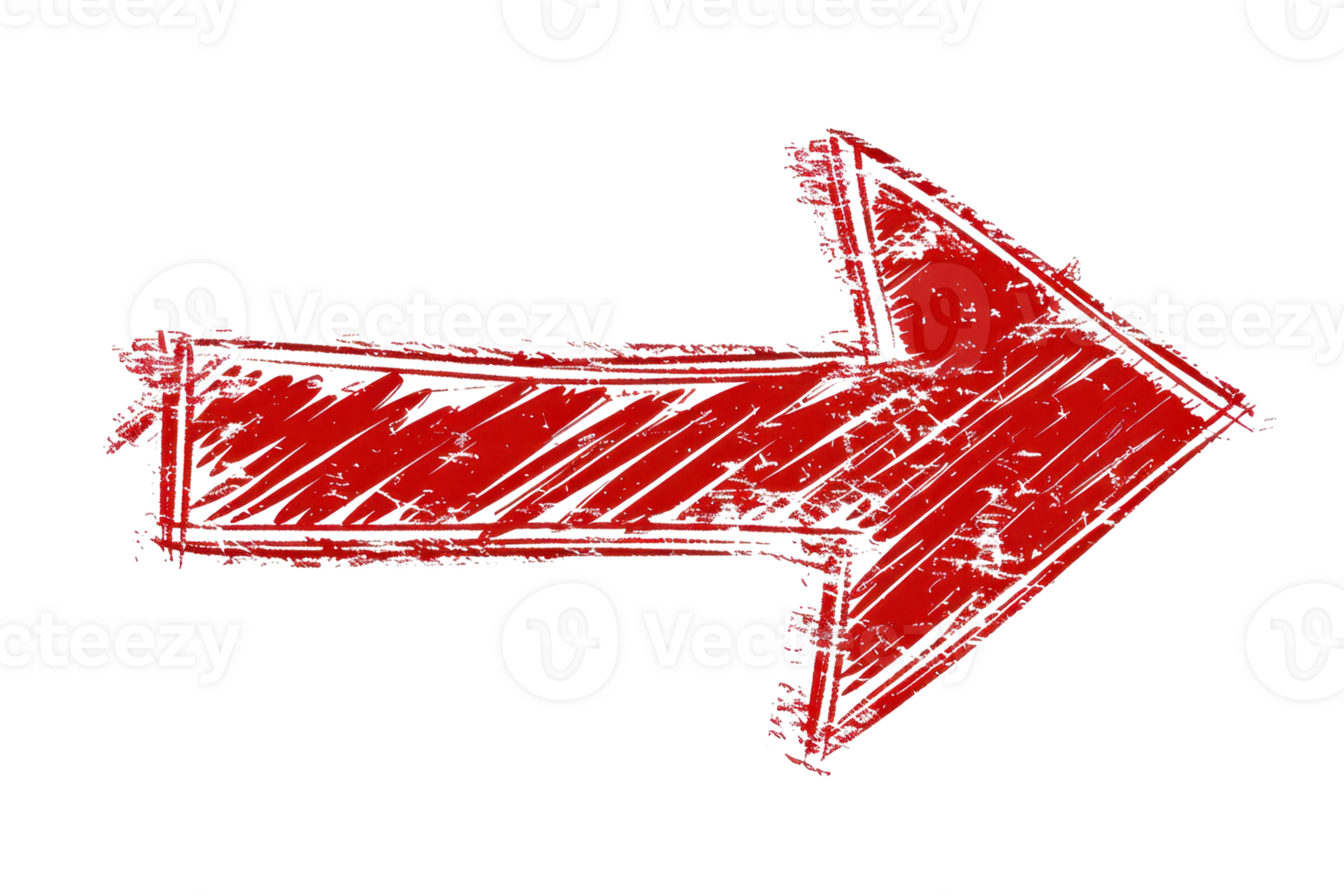 Red sketch arrow pointing to the right, hand-drawn style, isolated on transparent background. Ideal for directions, navigation, or design elements. png