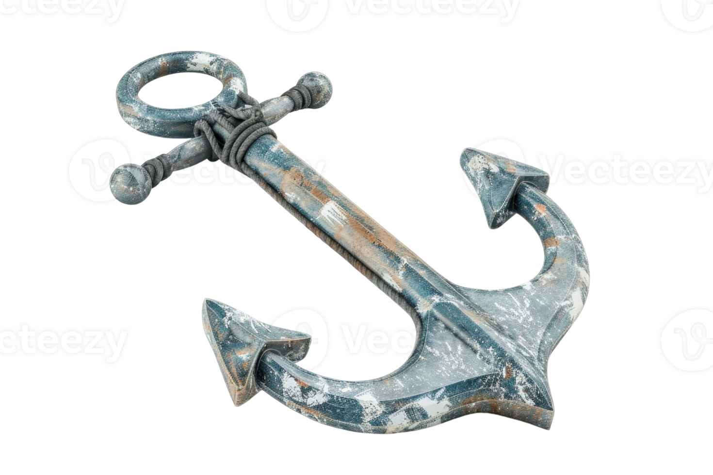 Rustic ship anchor isolated on transparent background. Close-up image of a weathered maritime anchor, ideal for nautical-themed design projects. png
