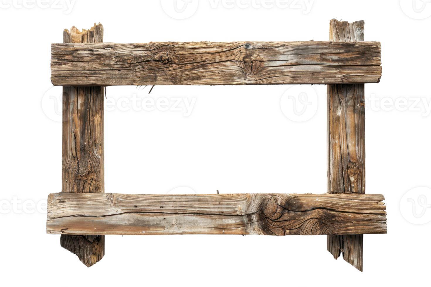 Rustic wooden frame with weathered texture, ideal for adding a vintage touch to any photo or artwork. png
