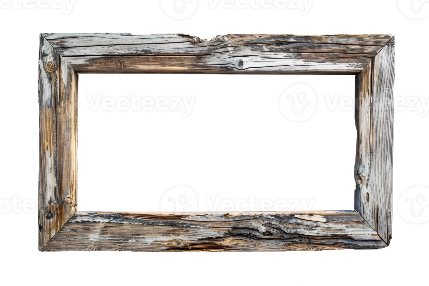 Rustic wooden picture frame with distressed finish, perfect for displaying art, photos, and DIY projects. Versatile for home decor and crafts. png