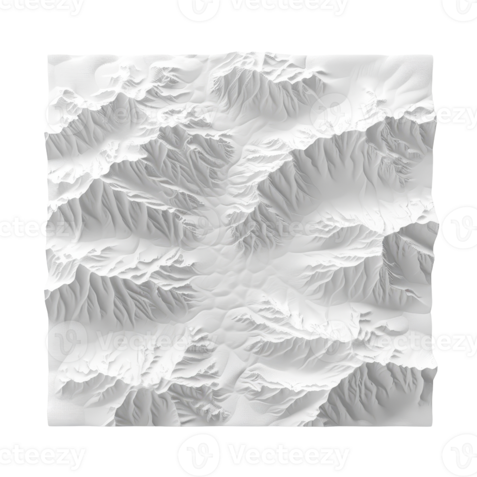 Topographic map of a mountainous region with detailed elevation contours illustrating terrain features in grayscale. png
