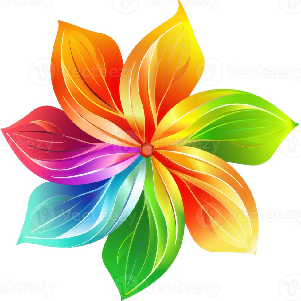 Vibrant and colorful abstract floral design, featuring a blend of rainbow hues in a modern artistic style, perfect for creative projects. png