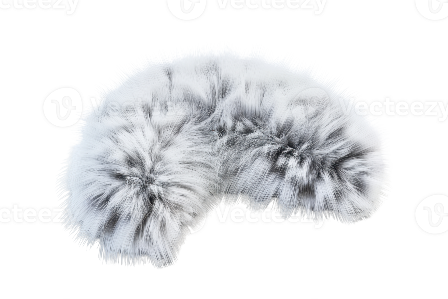 Soft, fluffy white and gray fur collar accessory isolated on transparent background. perfect for winter fashion or costume design. png