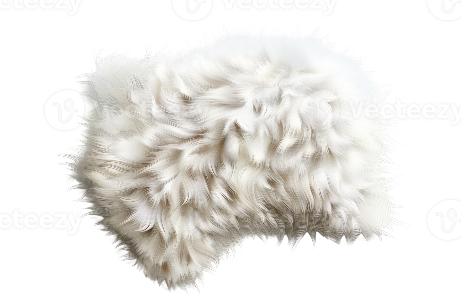 Soft, fluffy white pillow cushion with long, luxurious faux fur texture, perfect for cozy home decor and comfort. png