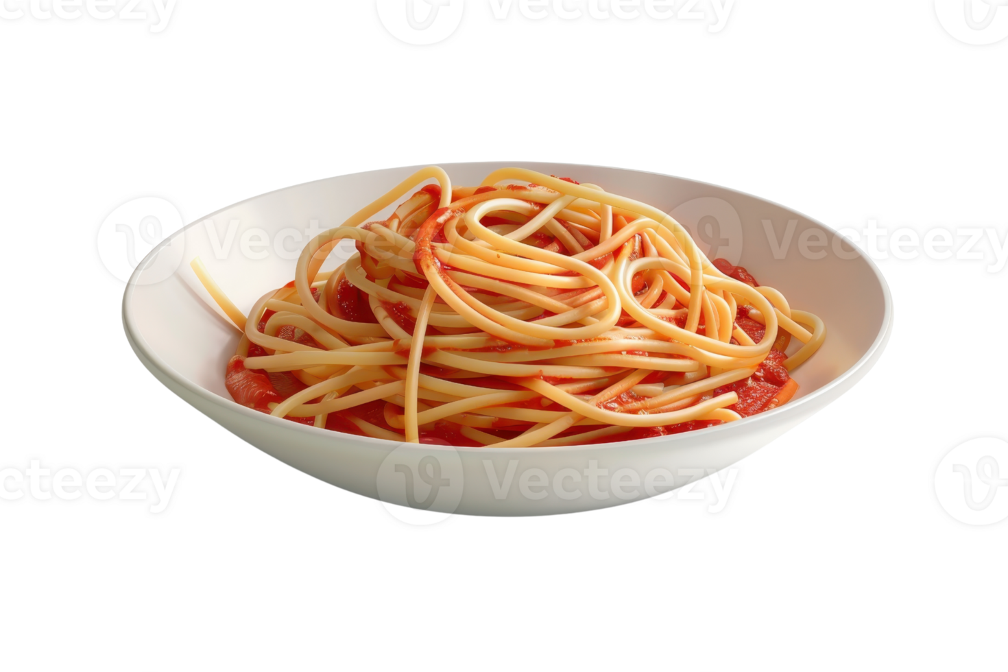 Delicious plate of spaghetti with tomato sauce, perfect for Italian cuisine lovers and food enthusiasts. png