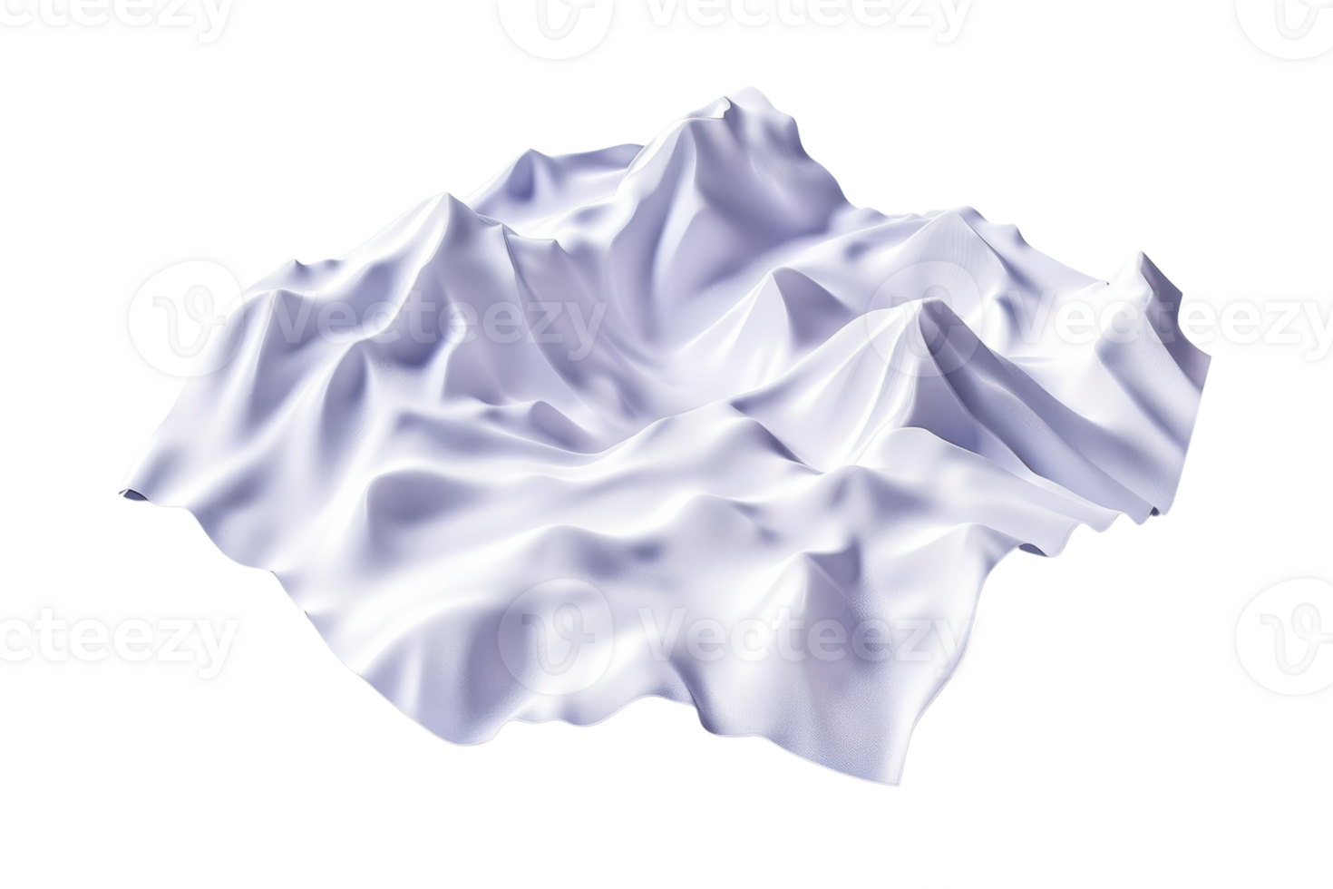 Abstract white fabric texture resembling mountainous terrain, creating a unique and artistic landscape effect. png