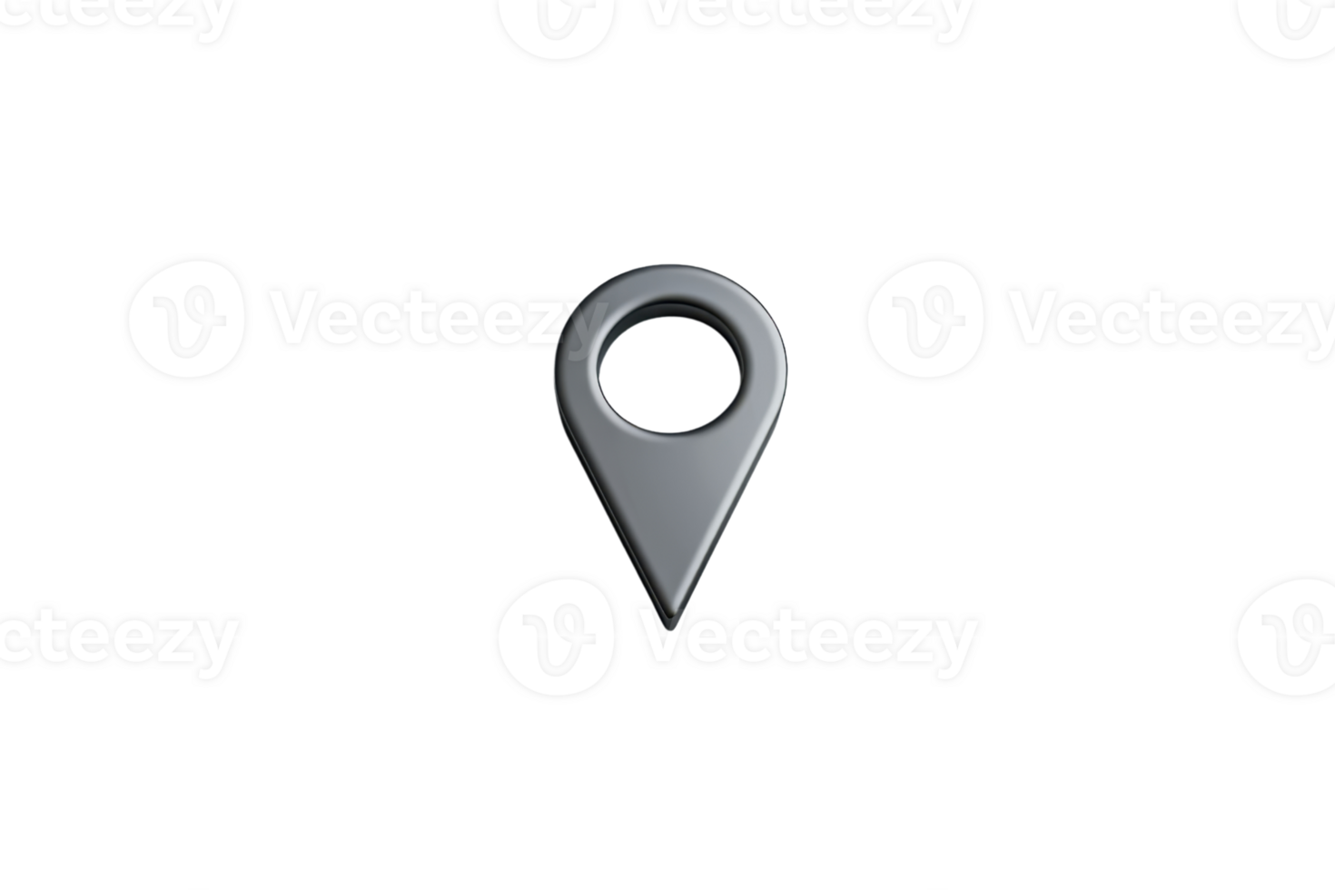 Black location pin icon on a transparent background, commonly used for marking locations, maps, and navigation in digital applications. png