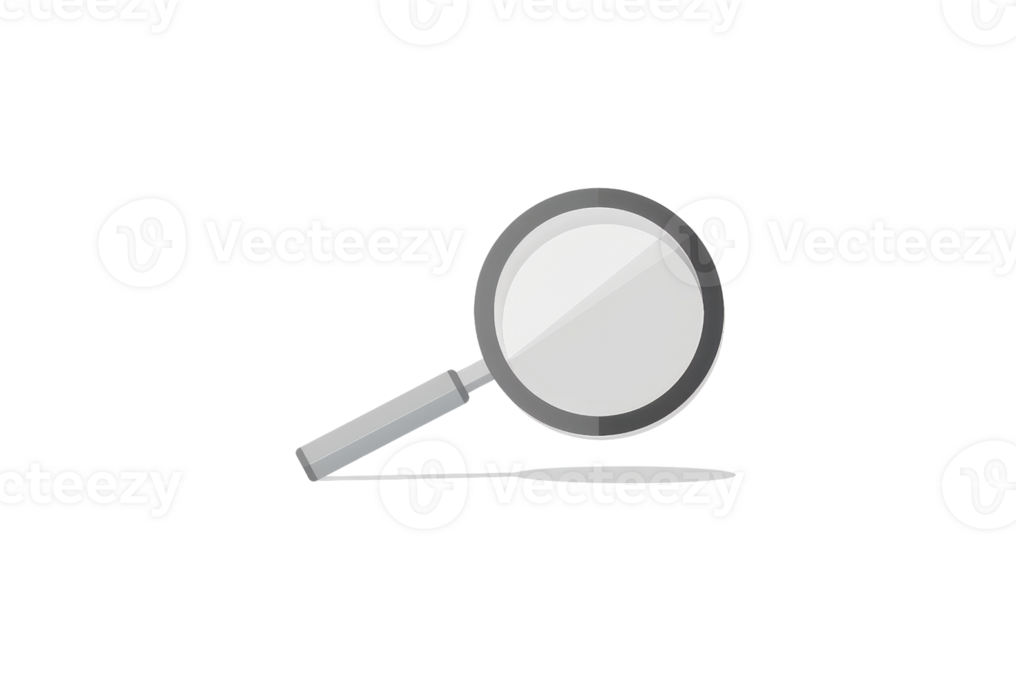 Magnifying glass isolated on transparent background. Optical tool for close-up inspection, research, and magnification. Simple and clear illustration. png
