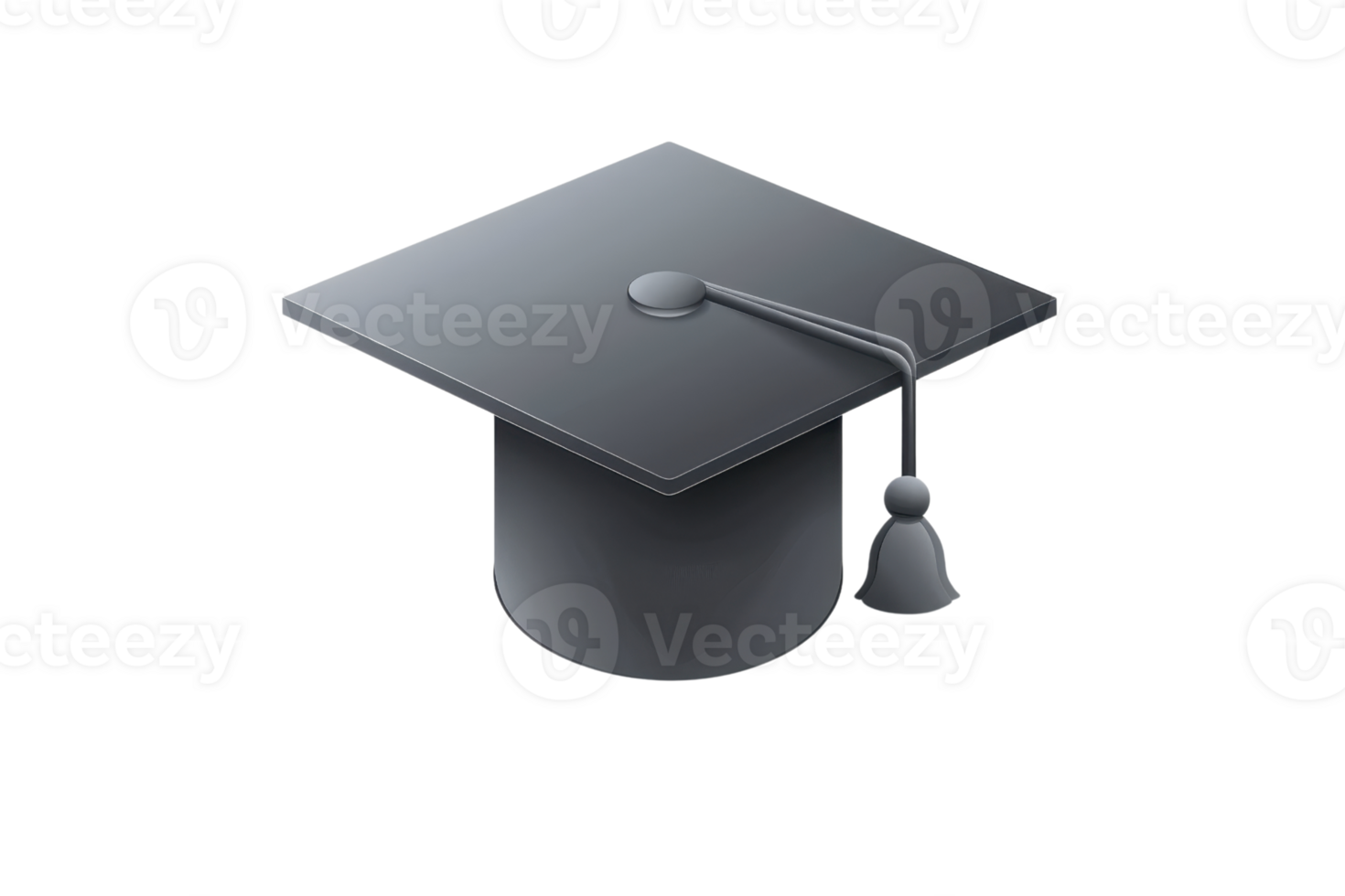 Black graduation cap with tassel symbolizing academic achievement and success, perfect for educational themes and graduation-related projects. png