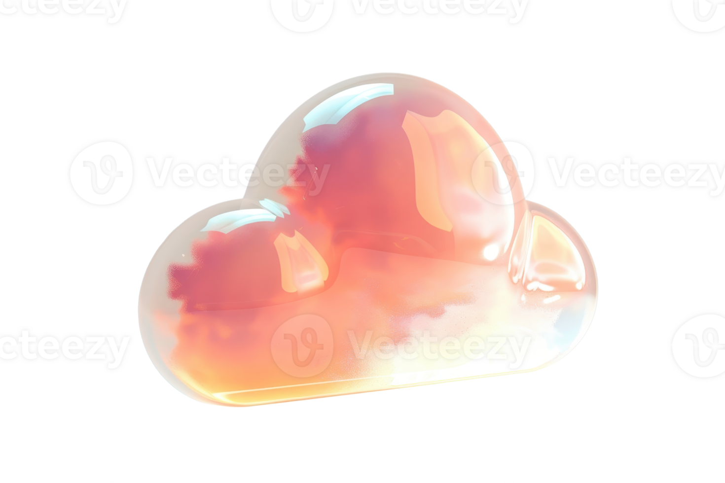 Digitally rendered, colorful cloud with soft, glossy texture. Perfect for creative, abstract, and imaginative design projects. png