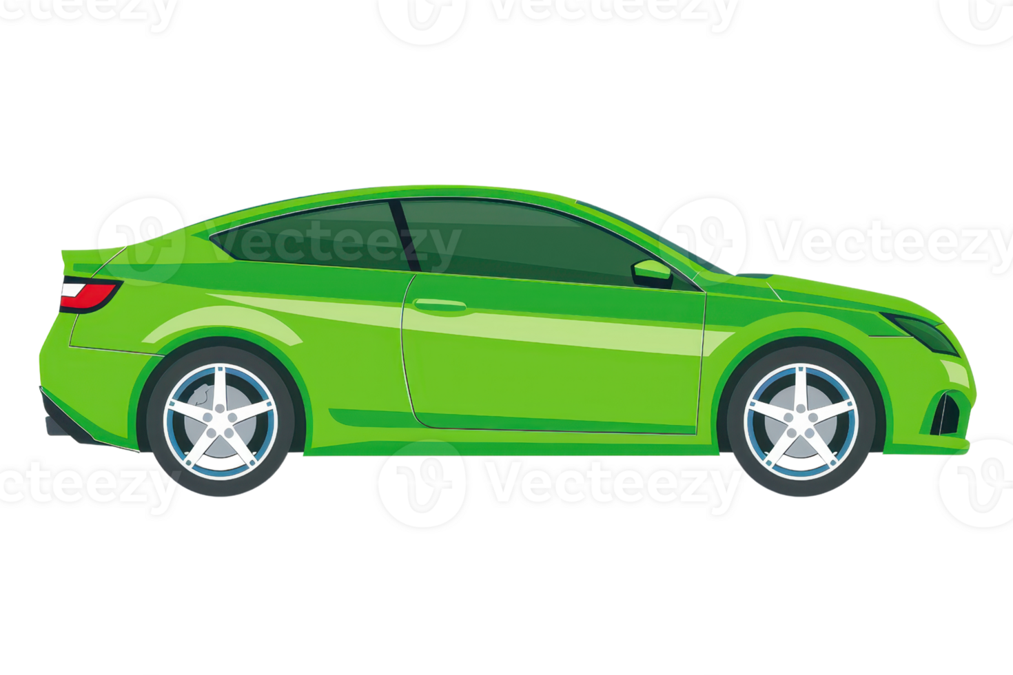 Illustration of a green sports car in profile view, emphasizing sleek design and modern aesthetics. Suitable for automotive and design-themed projects. png