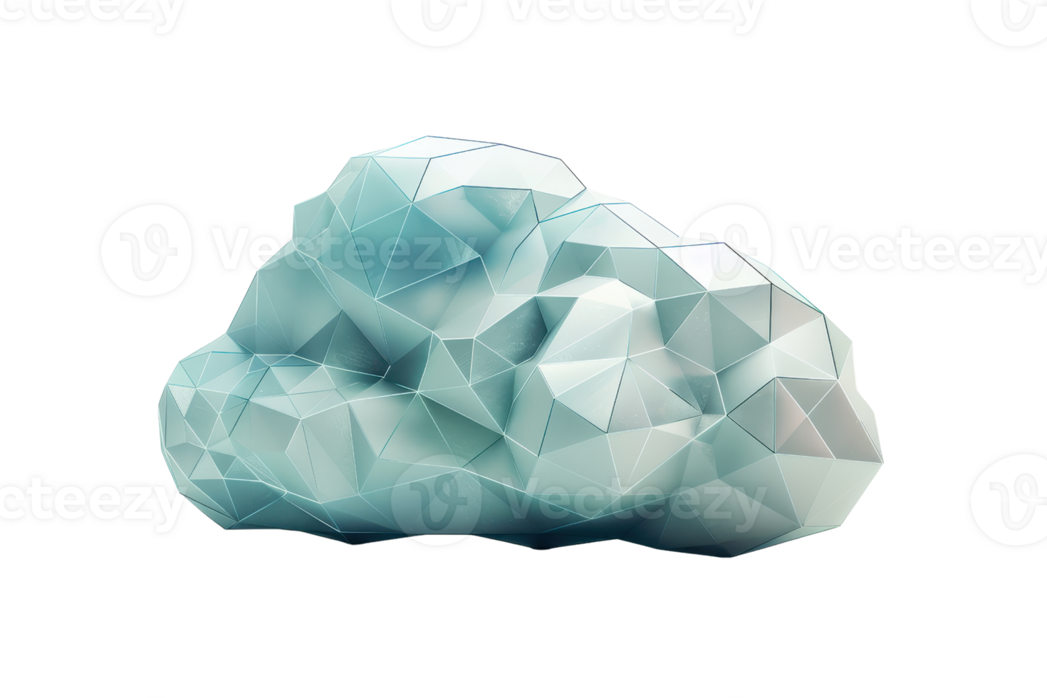 Polygonal cloud rendering visualizing abstract digital technology concepts including data storage, networking, and virtualization. png