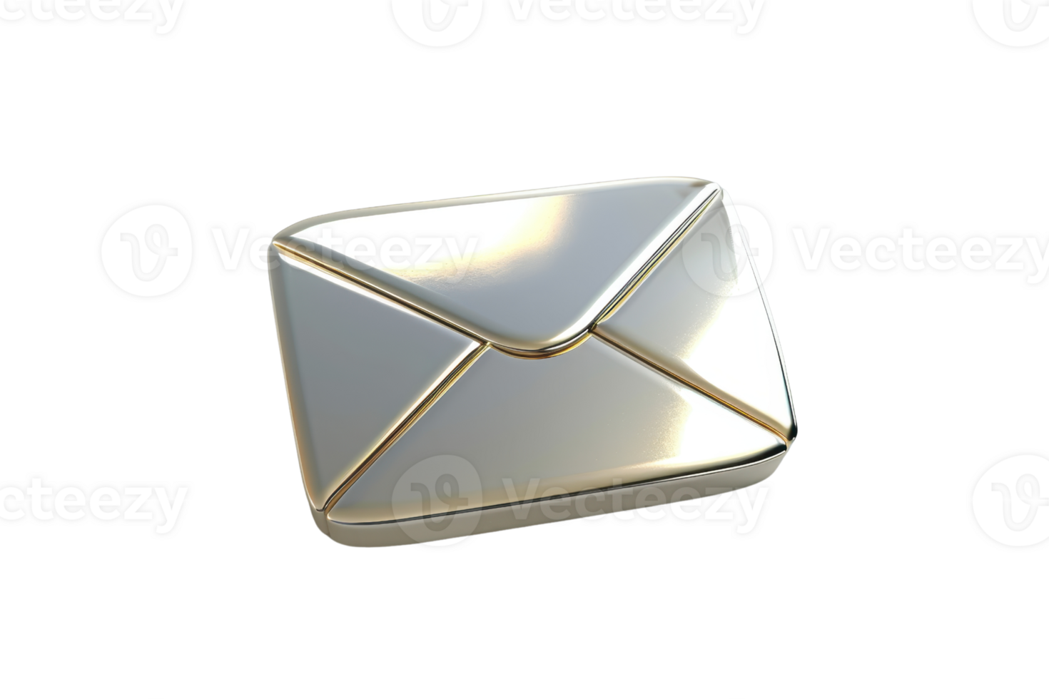 Shiny metallic envelope icon isolated on transparent background. perfect for communication or email-related themes, modern and elegant design. png