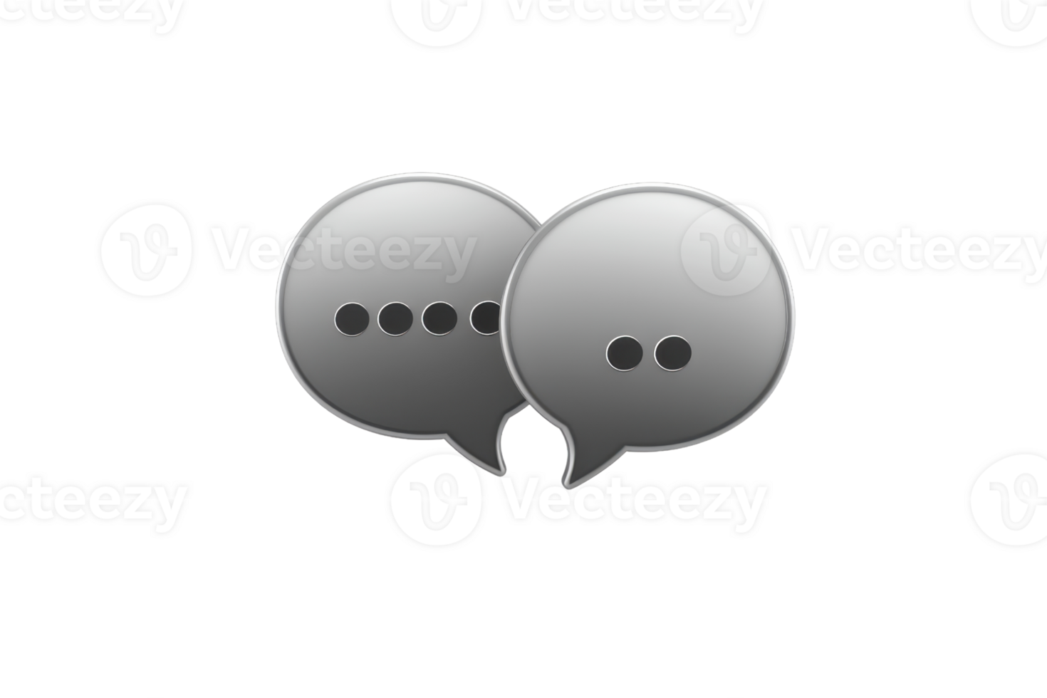 Silver speech bubbles illustration representing communication, messaging, or conversation isolated on a transparent background. png
