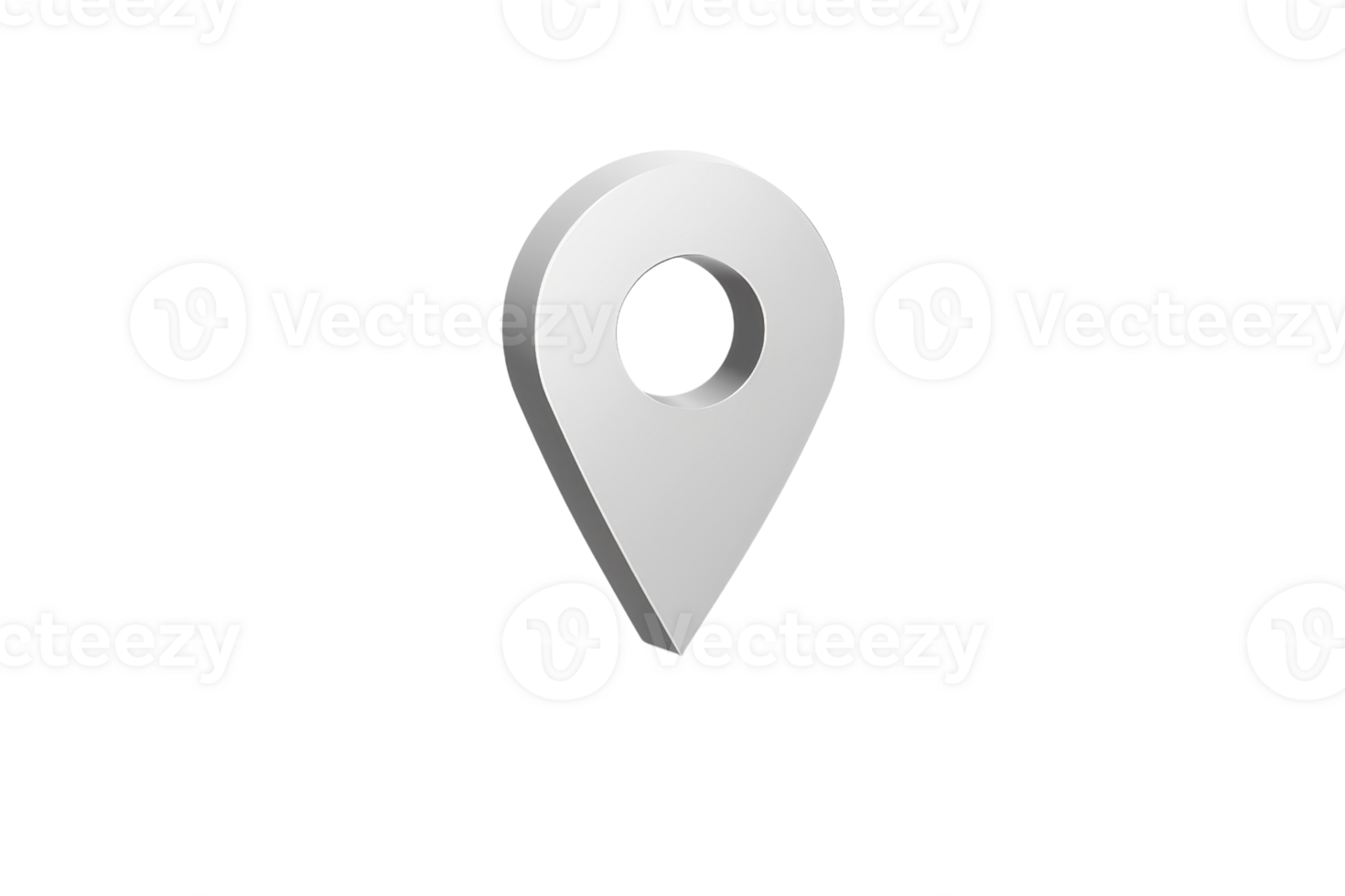 3D white location pin on a transparent background, symbolizing navigation, geolocation, map marking, and travel directions. png