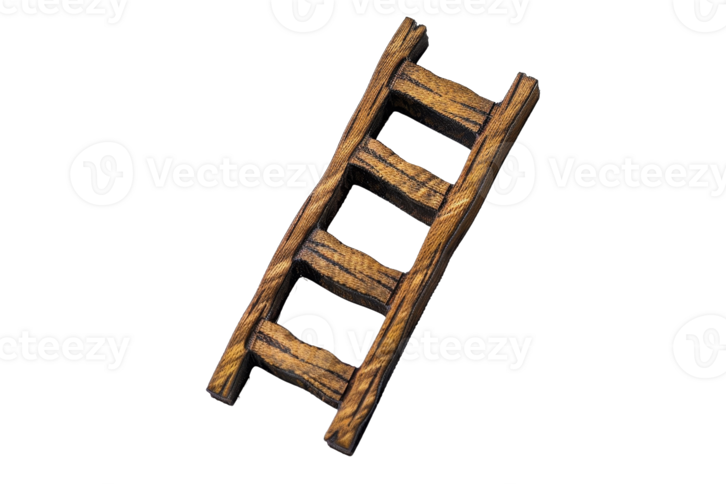 Wooden ladder with four rungs isolated on transparent background. representing simplicity and rustic craftsmanship. png