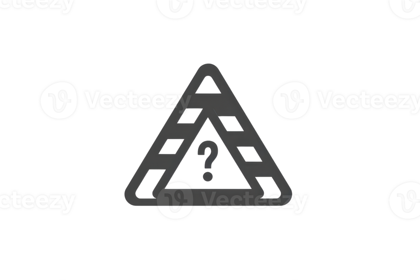 A triangular warning sign with a question mark in the center, symbolizing caution or uncertainty. Ideal for safety, alert, or caution-themed designs. png