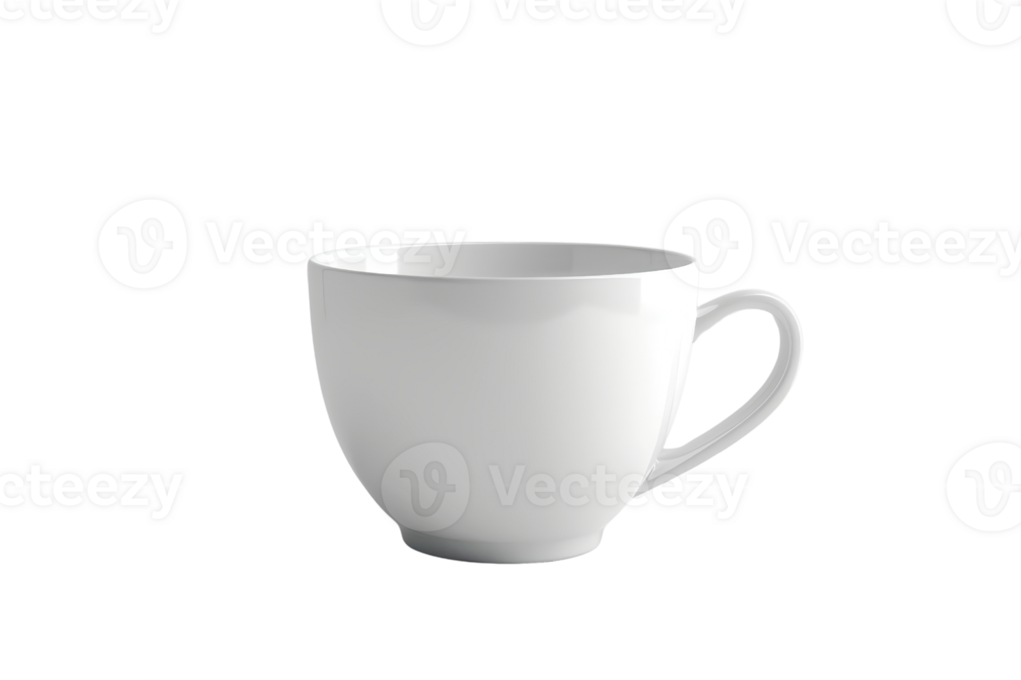 Simple white ceramic coffee cup isolated on a transparent background. Perfect for coffee, tea, and beverages. Minimalistic design. png
