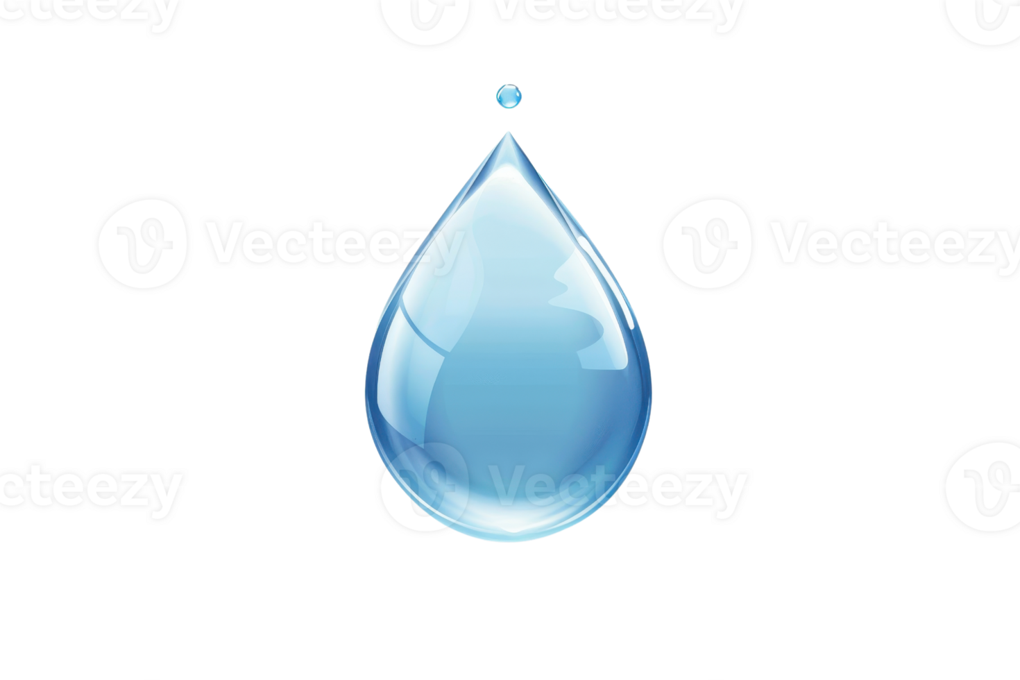 High-quality illustration of a single blue water drop isolated on transparent background. representing purity, freshness, and nature. png