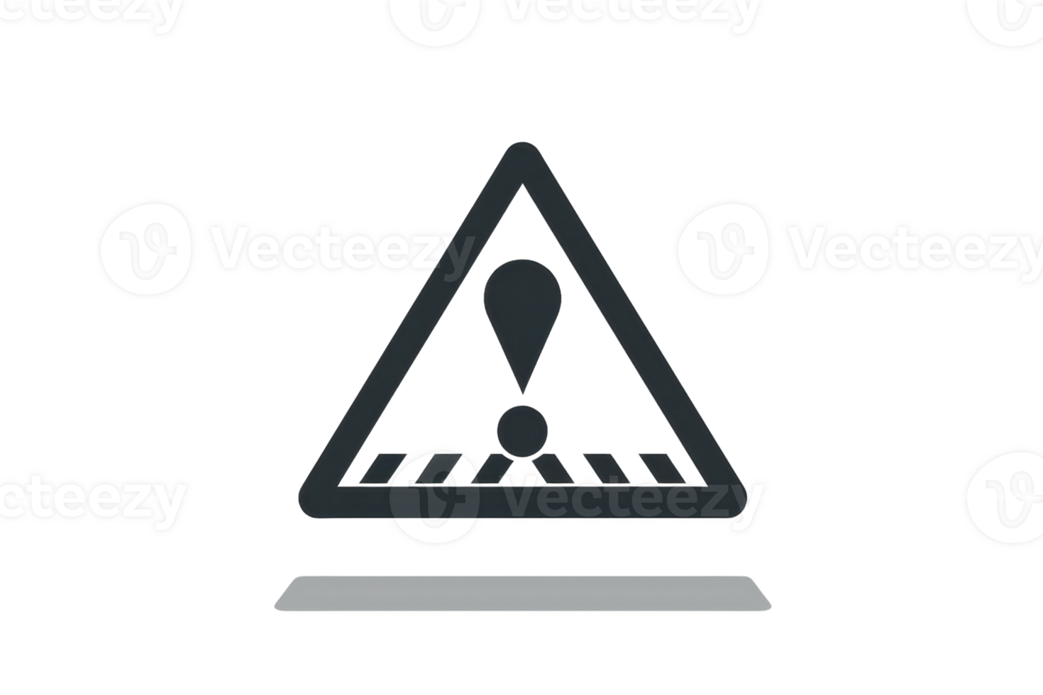 Minimalist caution icon in black and white with exclamation mark inside a triangle, representing warning or attention. png