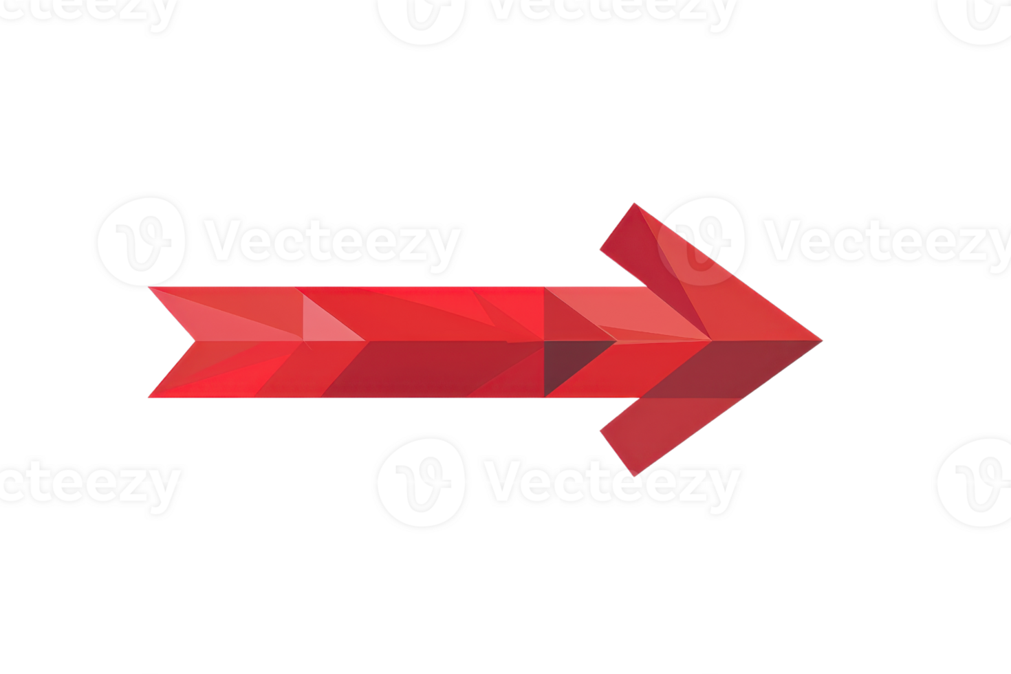 Red geometric arrow pointing to the right, isolated on transparent background. Ideal for direction, navigation, and design concepts. png
