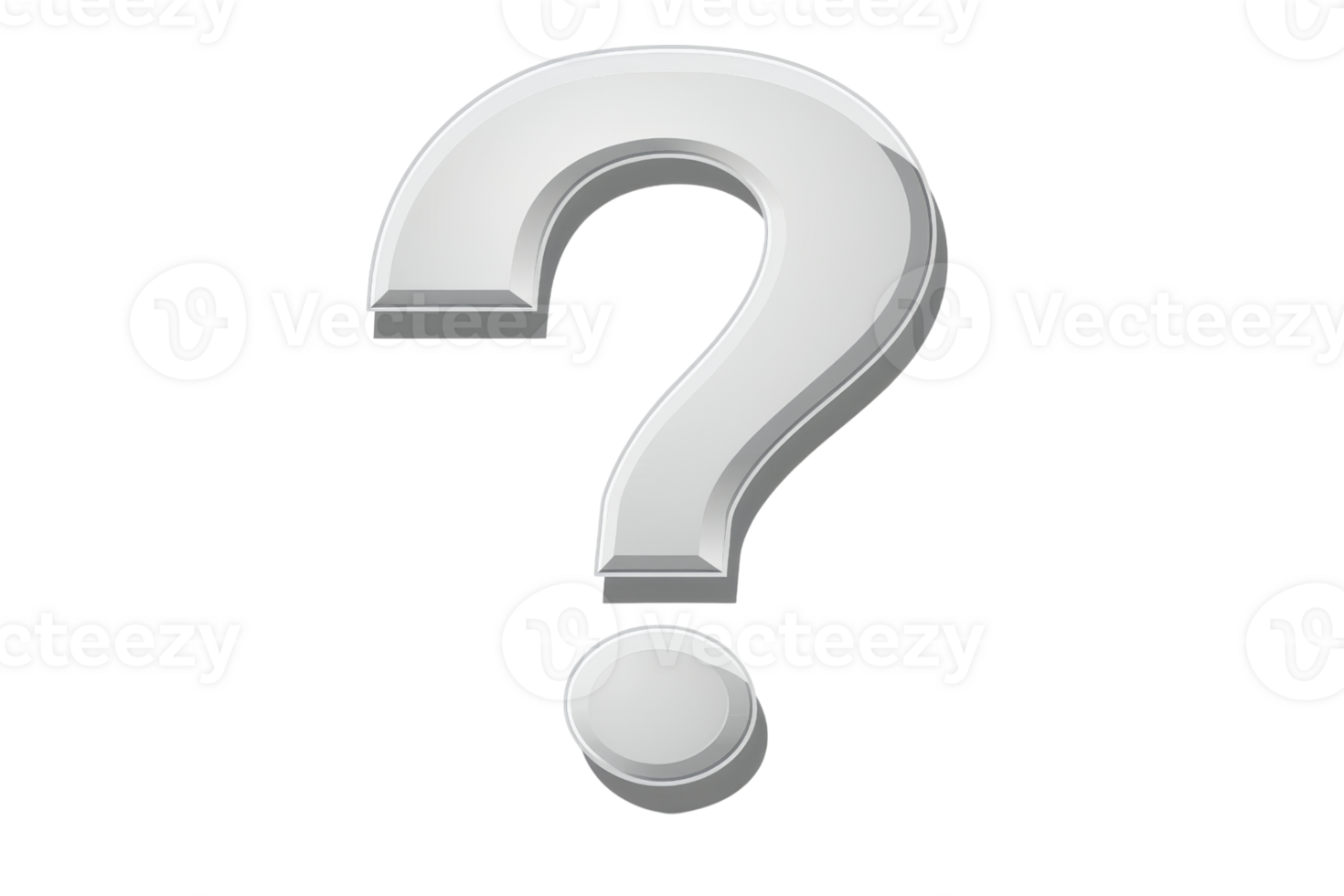 3D rendering of a white question mark symbol on a transparent background, useful for inquiries, doubt, FAQ, help support, or uncertainty concepts. png