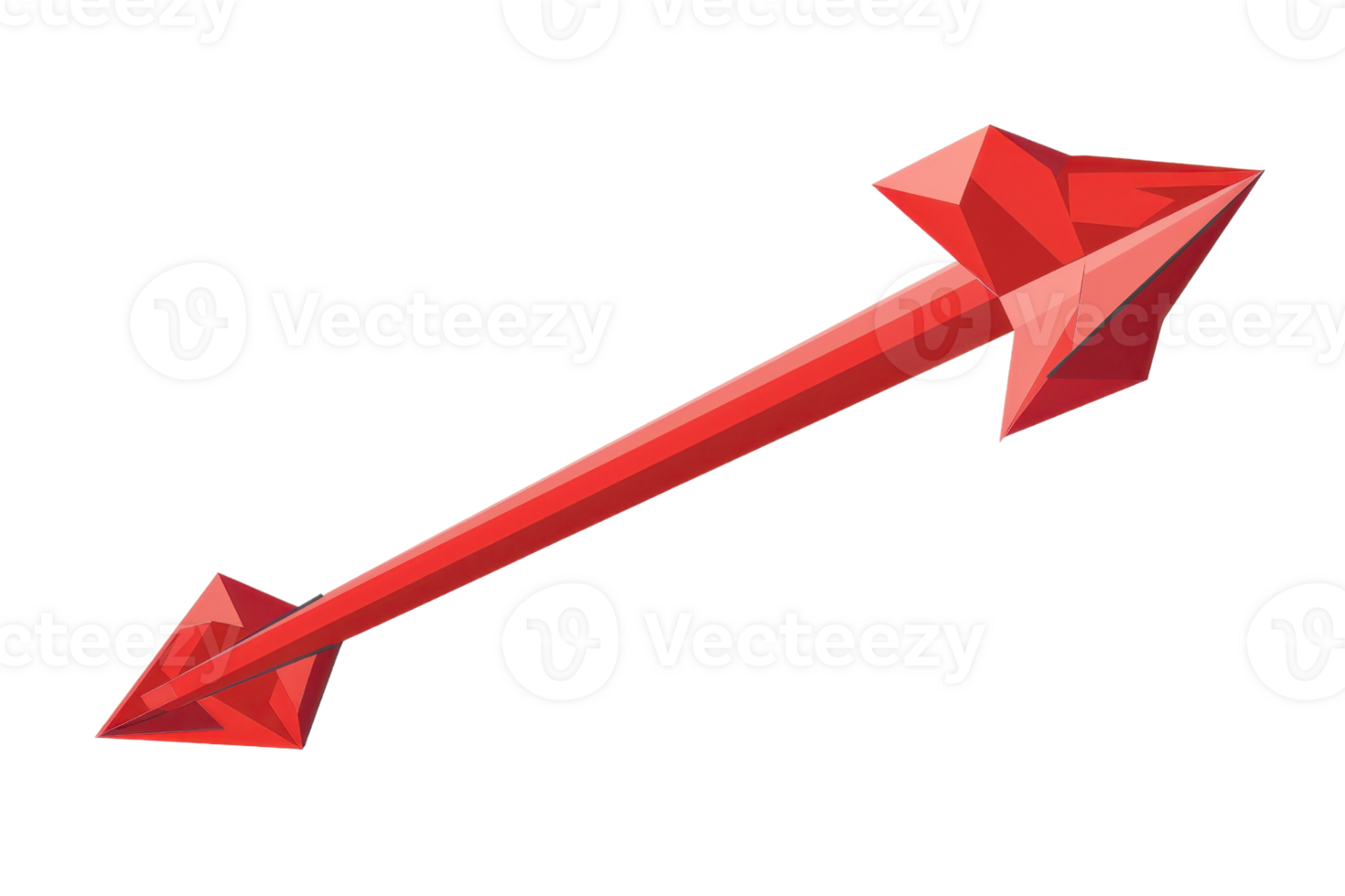 Red crystal arrow illustration with sharp edges and geometric design, perfect for game assets, logo design, and graphic projects. png