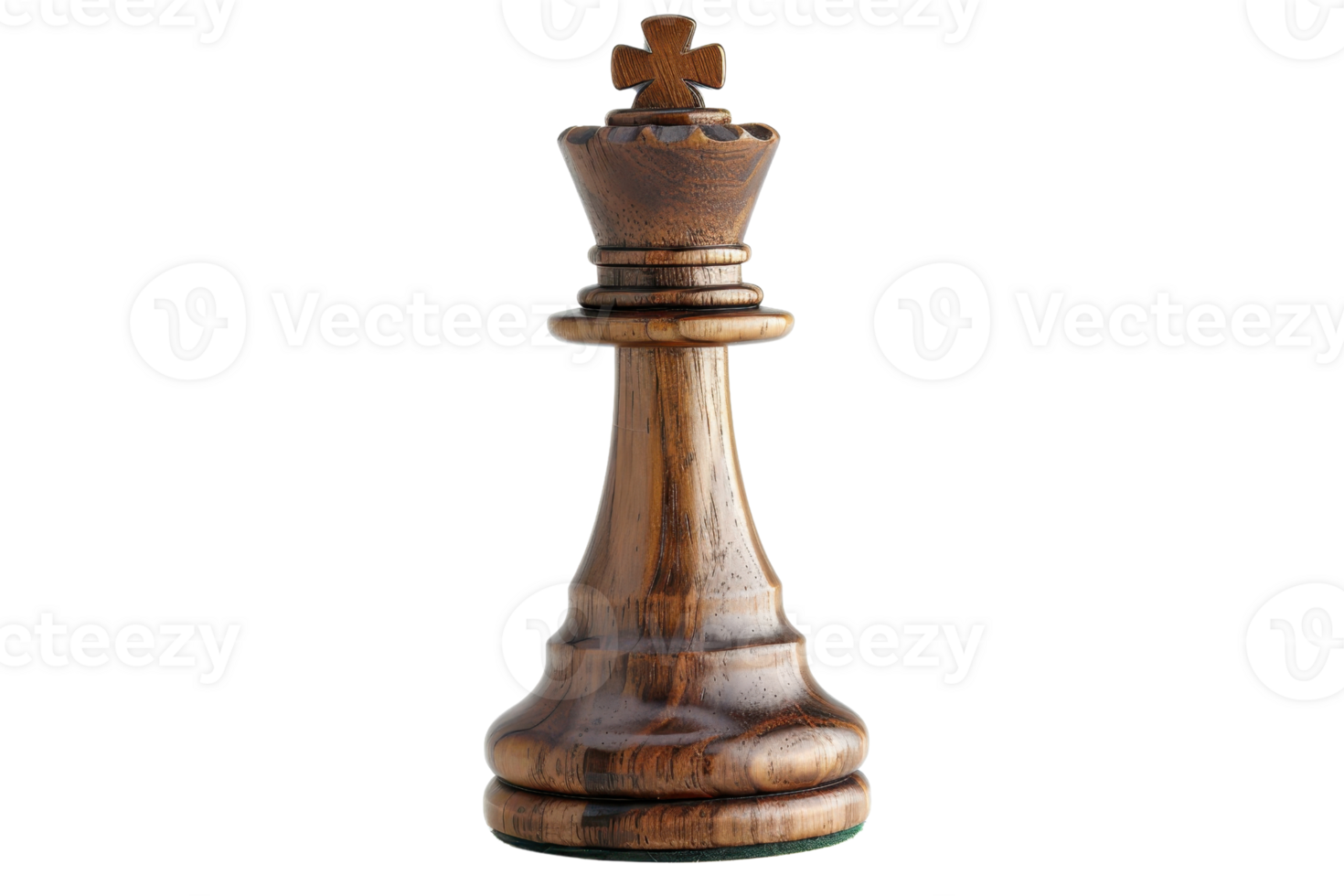 Close-up of a wooden king chess piece, symbolizing leadership, strategy, and intelligence in the game of chess. Isolated on a transparent background. png