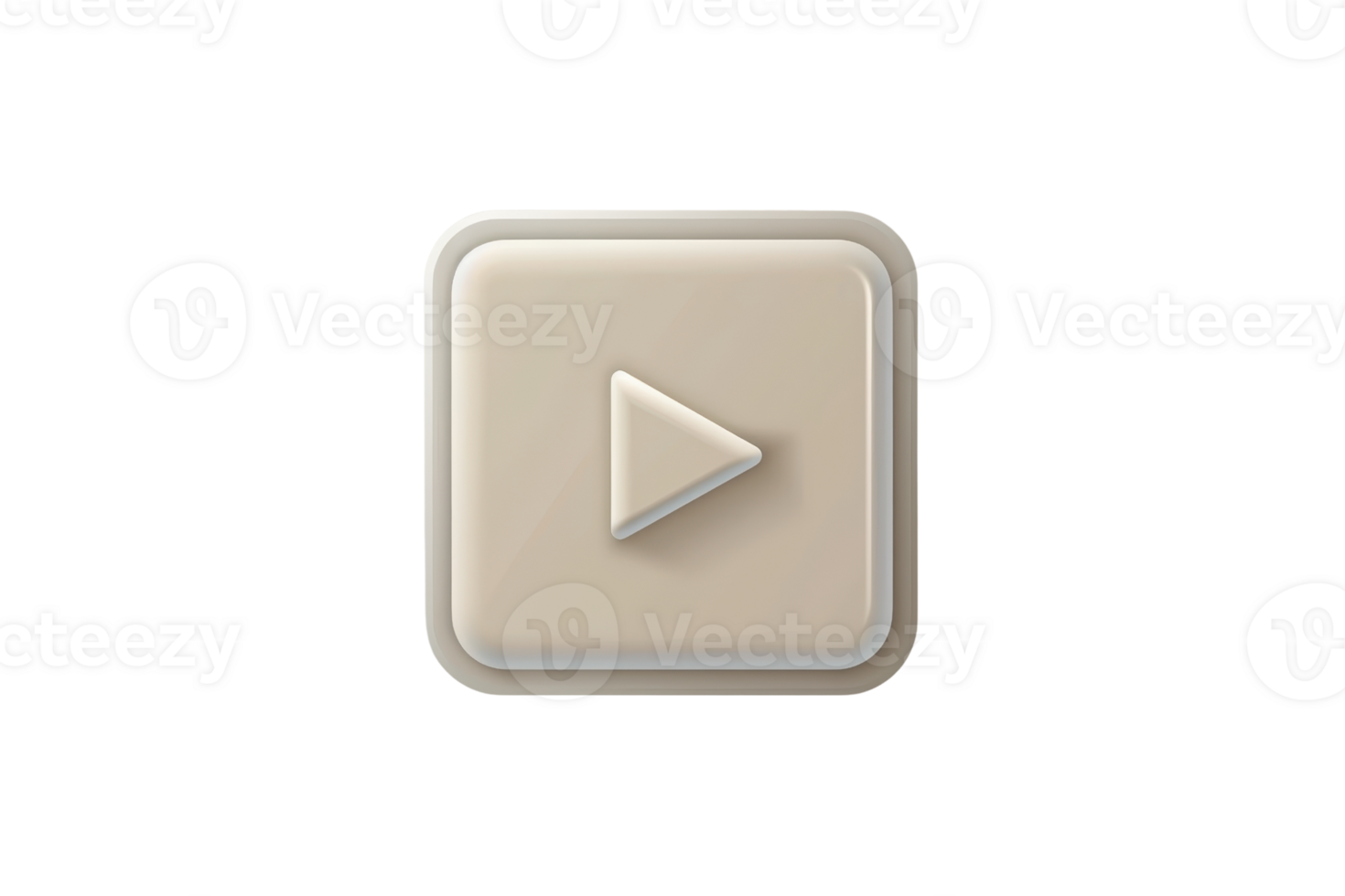 3D illustration of a beige play button icon on a transparent background. Perfect for digital media applications and web design. png