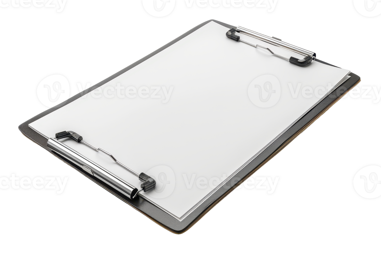 Empty clipboard with a clean white sheet of paper, perfect for notes, lists, and office use. High-quality stock photo. png