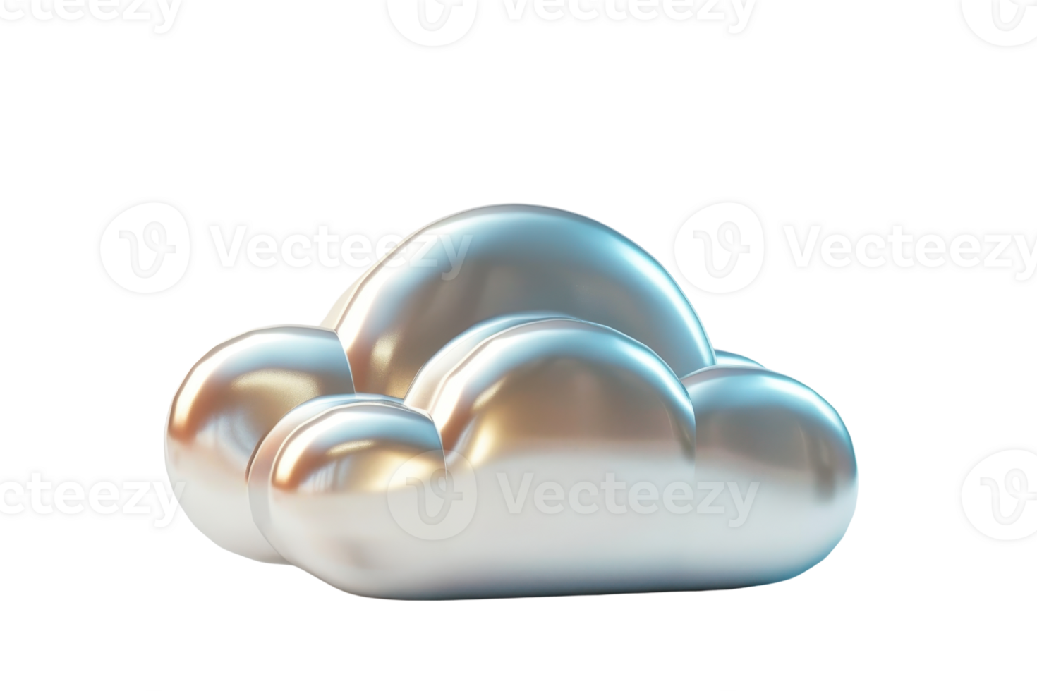 3d metallico nube illustrazione su un' trasparente sfondo. Perfetto per che rappresentano nube informatica, digitale Conservazione, o futuristico tecnologia. png