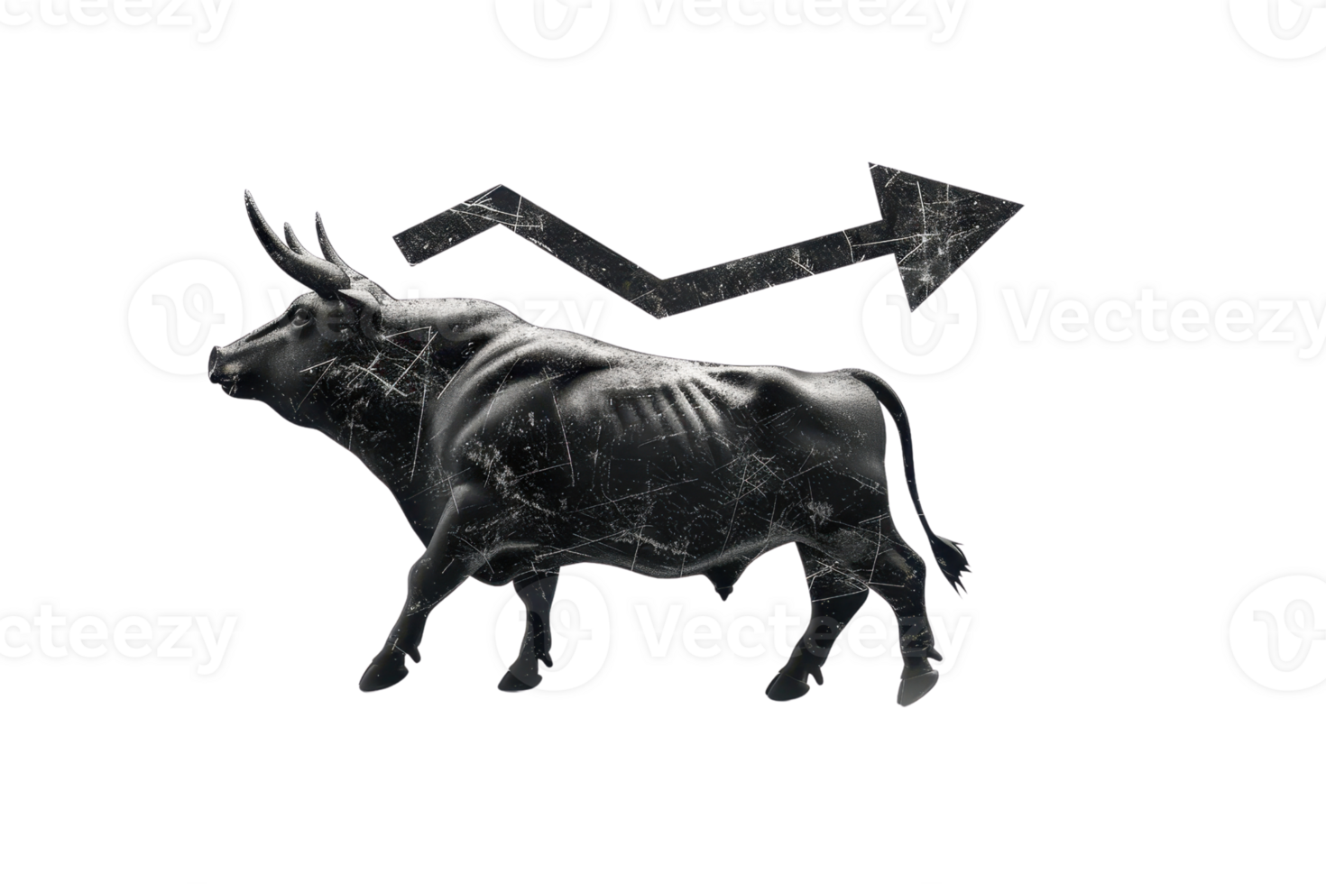 Symbolic digital image of a bullish market with an upward arrow, representing growth, prosperity, and positive stock market trends. png