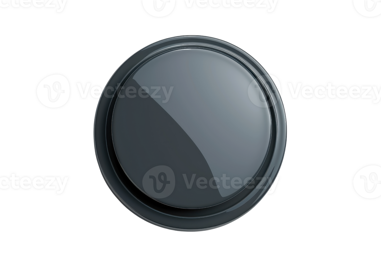 Top view of a black, modern, round button on a transparent background. perfect for technology, interface, or design-related concepts. png