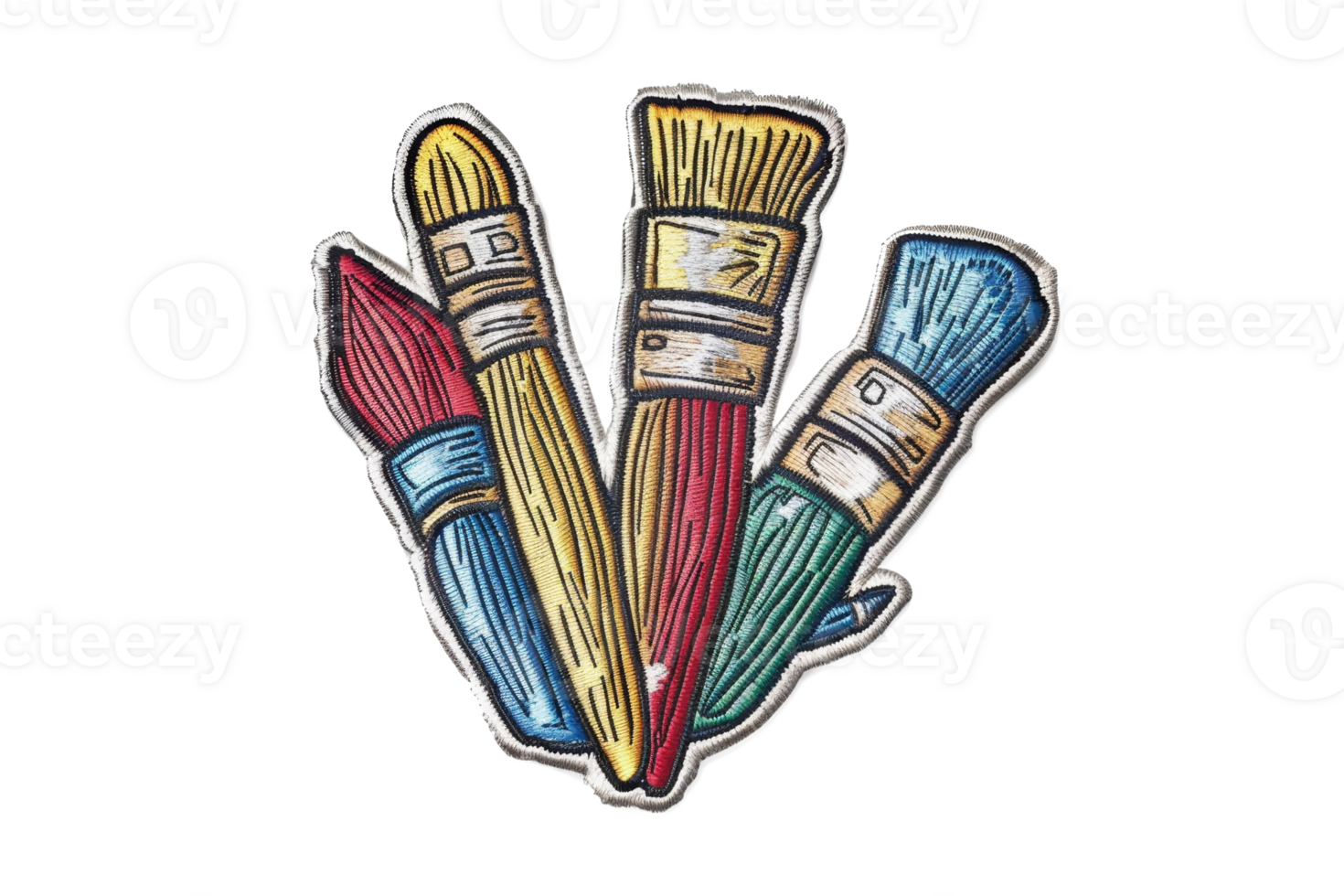 Colorful set of art paintbrushes in various sizes captured in a detailed illustration, ideal for creative and artistic projects. png