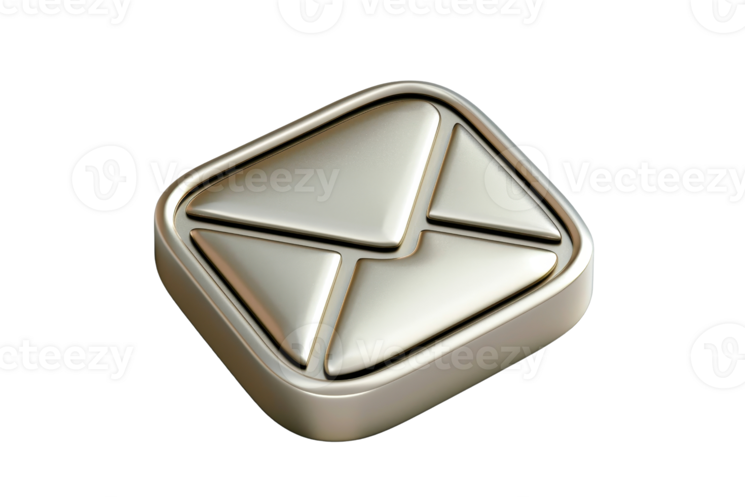 3D illustration of a beige email icon representing digital communication and messaging on a transparent background. png